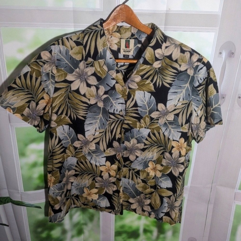Tori Richard Honolulu Hawaiian Button Up Shirt Womens XXL Floral Design USA VTG‎